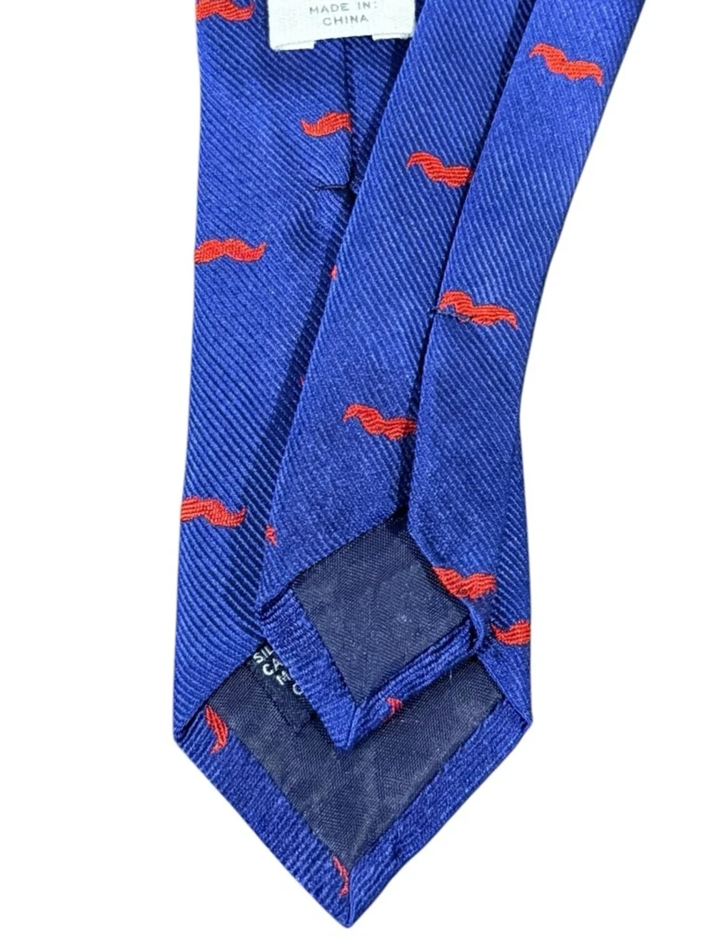 J.Crew Crewcuts Kids Silk Necktie Navy Red Mustache Print Boys Size 2-7